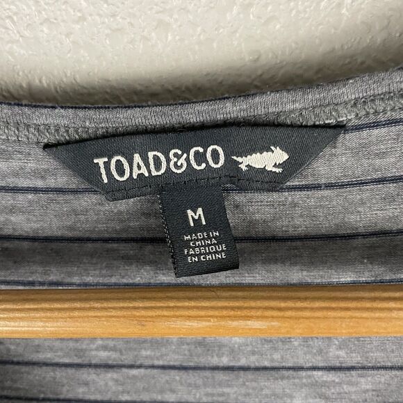 Toad & Co Womens M Gray Striped Swifty Short Sleeve Dress - Picture 3 of 7